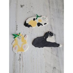 Unique cat black Calico Tabby ornament set Xmas pet kitten